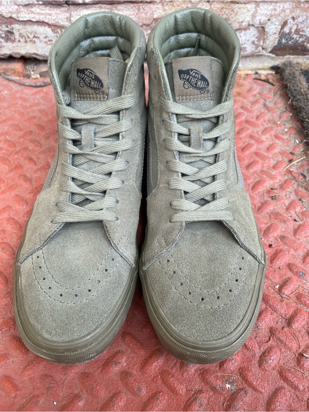 Vans High-Top Suede Sneakers in Olive Green